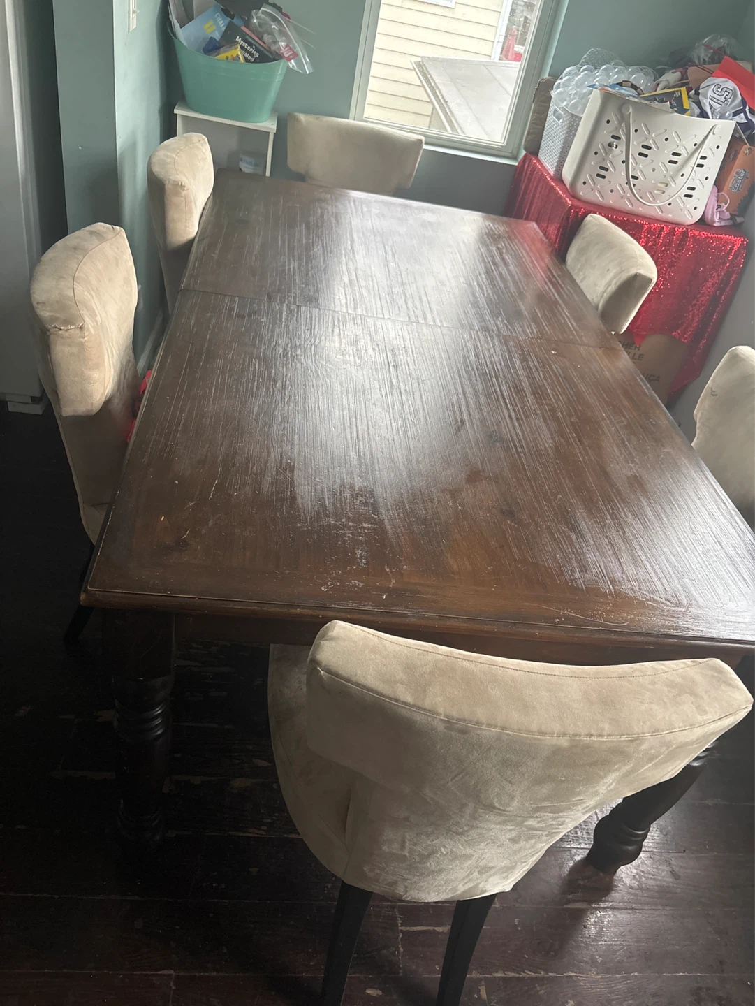 Big wood dinning table with 6 chairs best offer