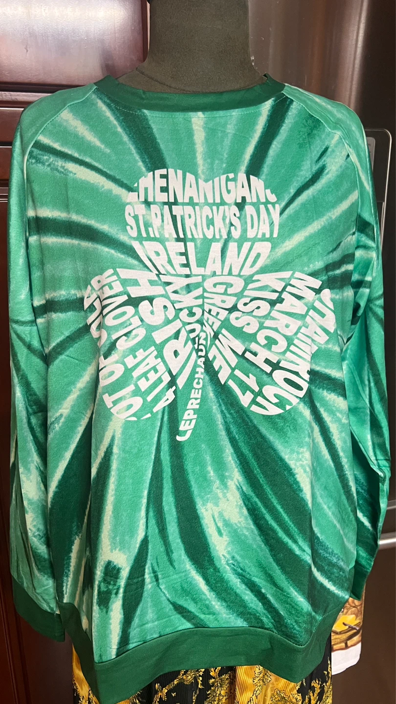 Green St. Patrick's Day Tie-Dye Long Sleeve Shirt - Size L