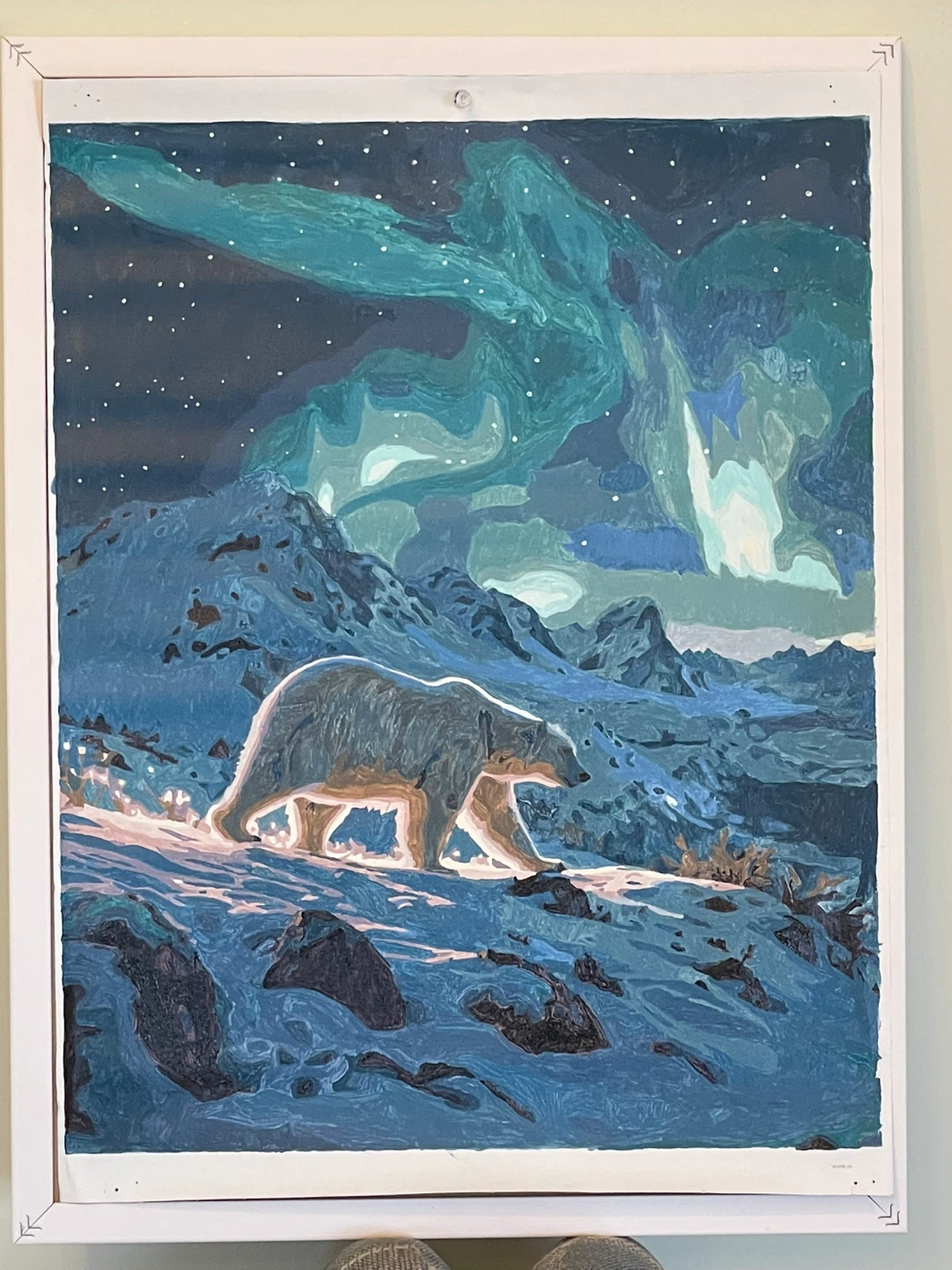Polar Bear Aurora Borealis Art Print