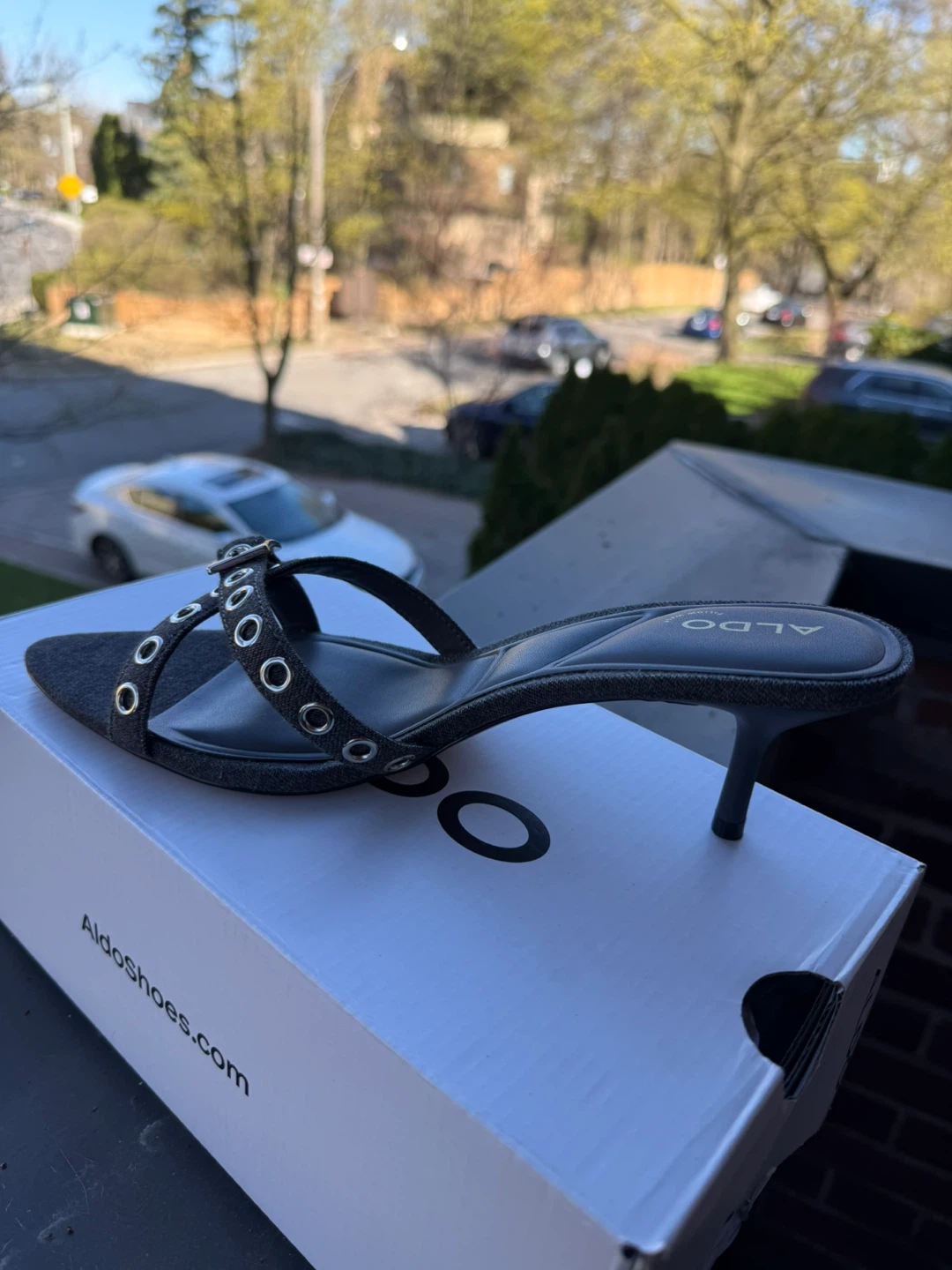 ALDO Grey Denim Heeled Mules