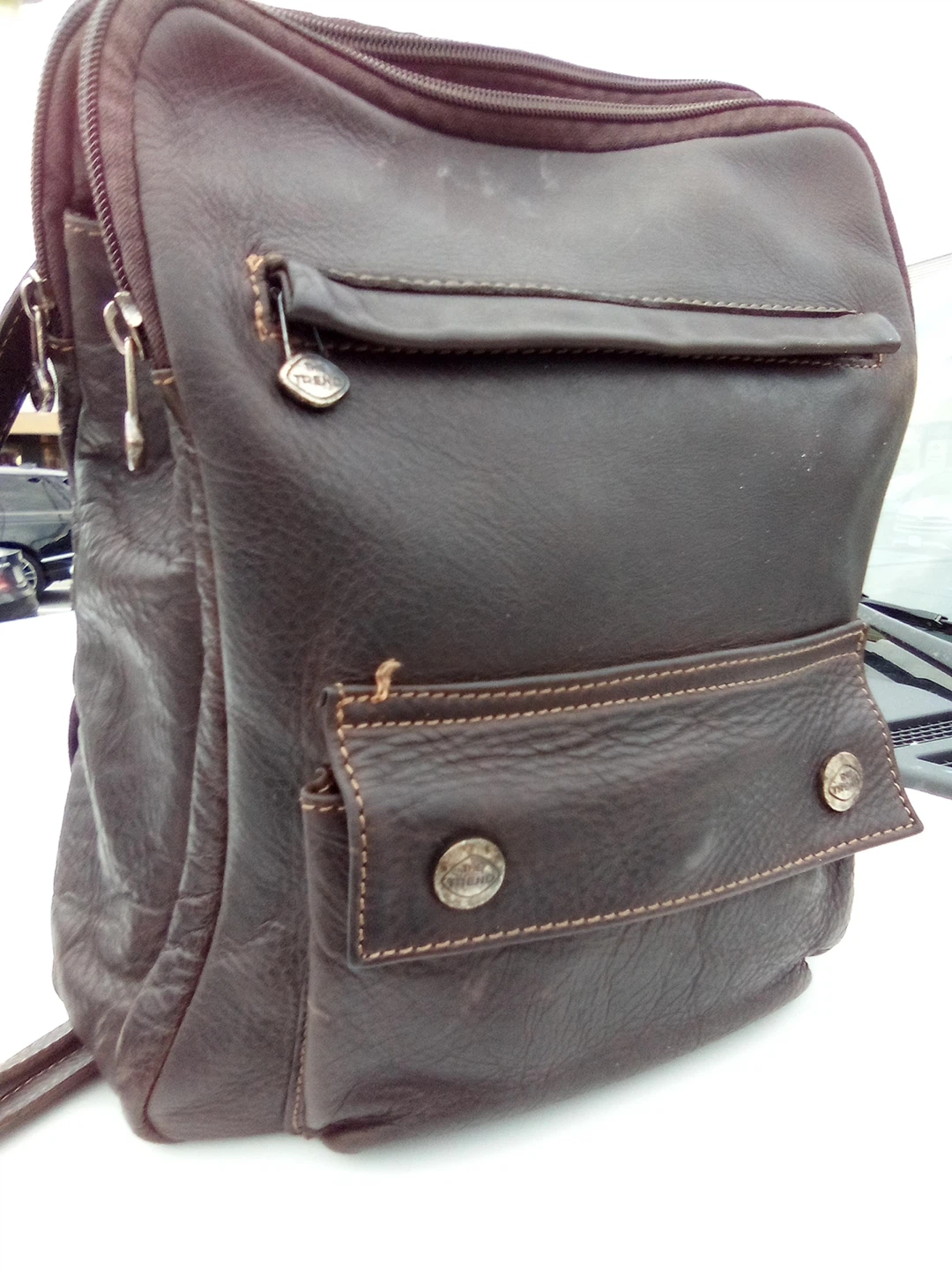 Dark Brown Leather Backpack