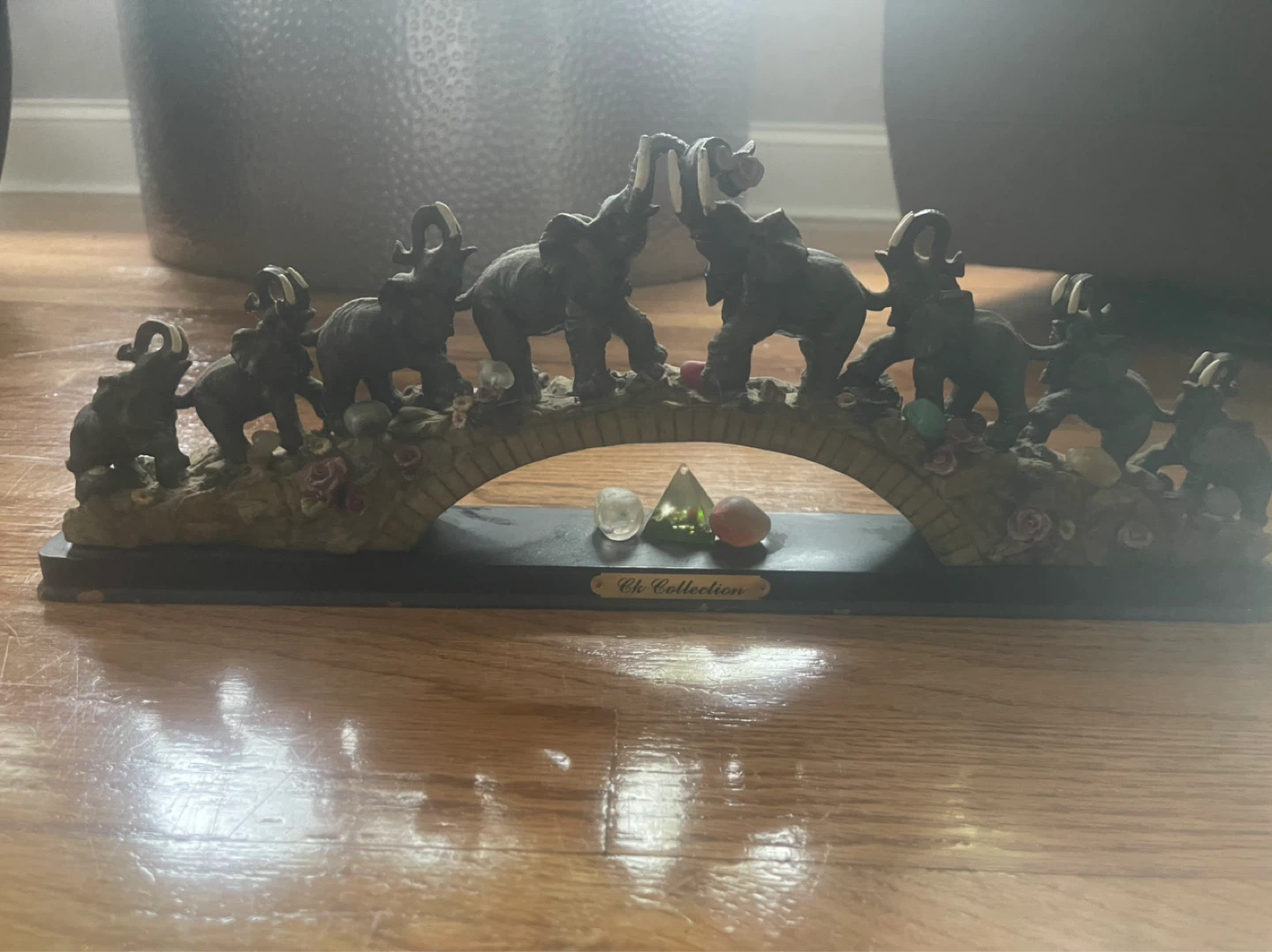 Elephant Bridge Figurine 16-1/2”x7” peak high