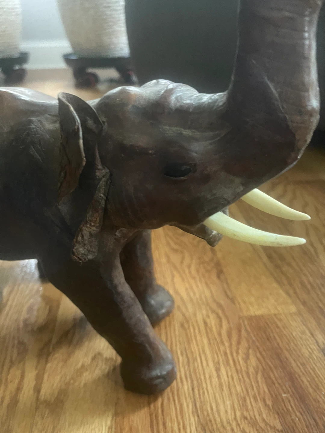 Vintage Leather Elephant Figurine 11”wx13”h - photo 3