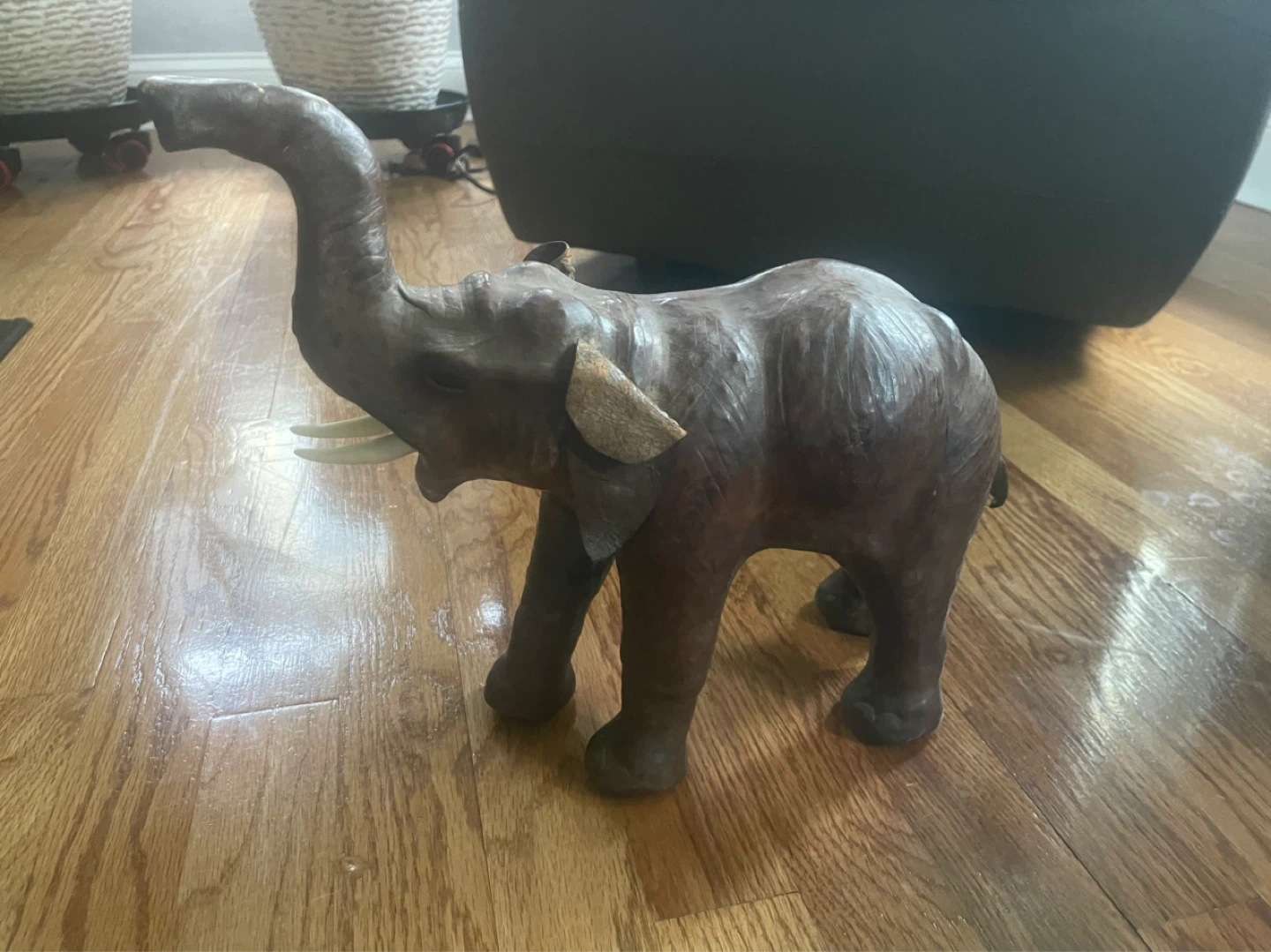 Vintage Leather Elephant Figurine 11”wx13”h