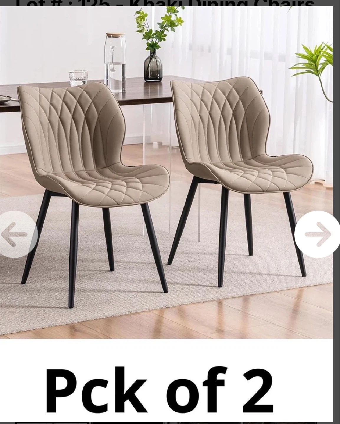 Set of 2 Khaki Dining Chairs& table