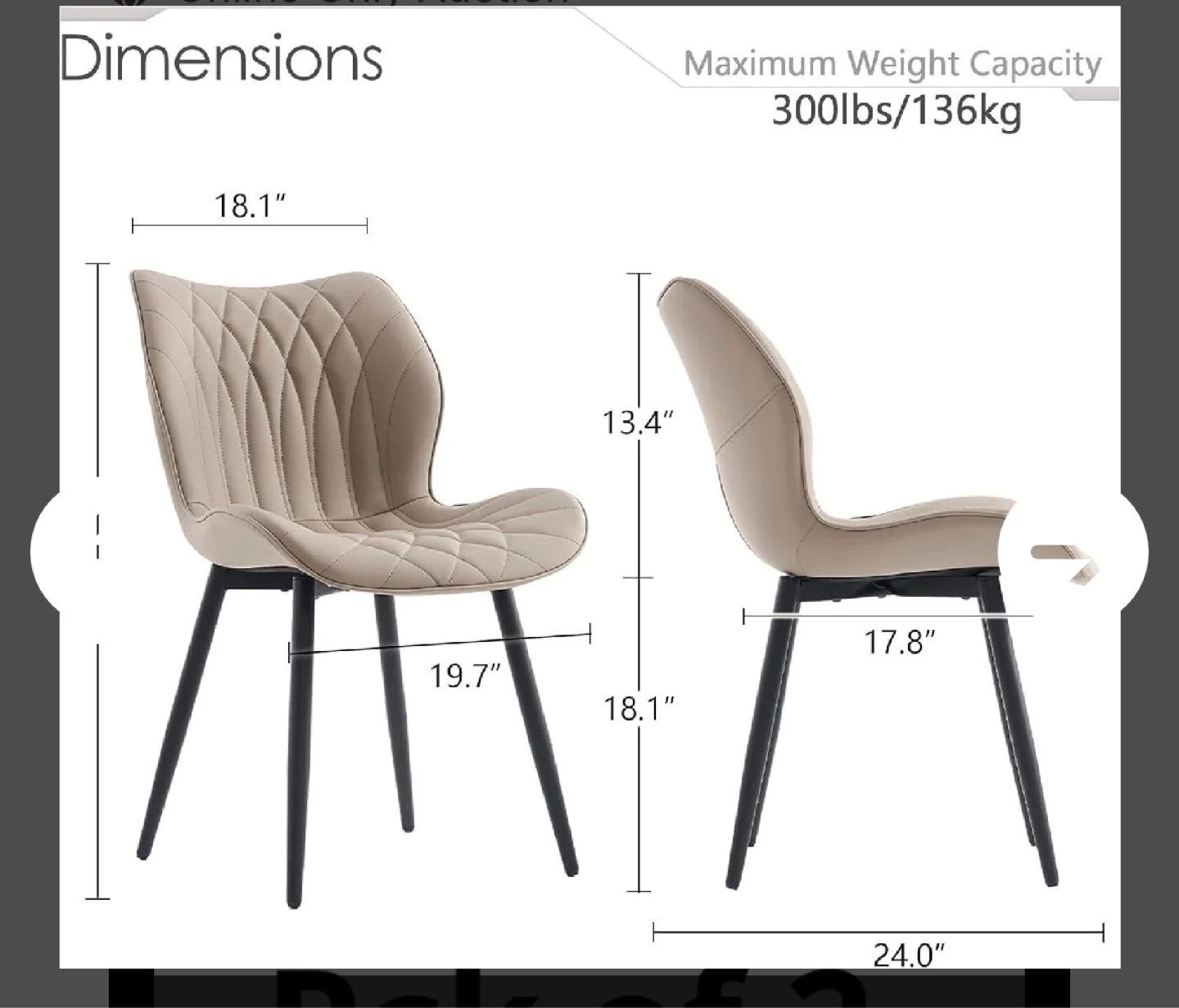 Set of 2 Khaki Dining Chairs& table - photo 2