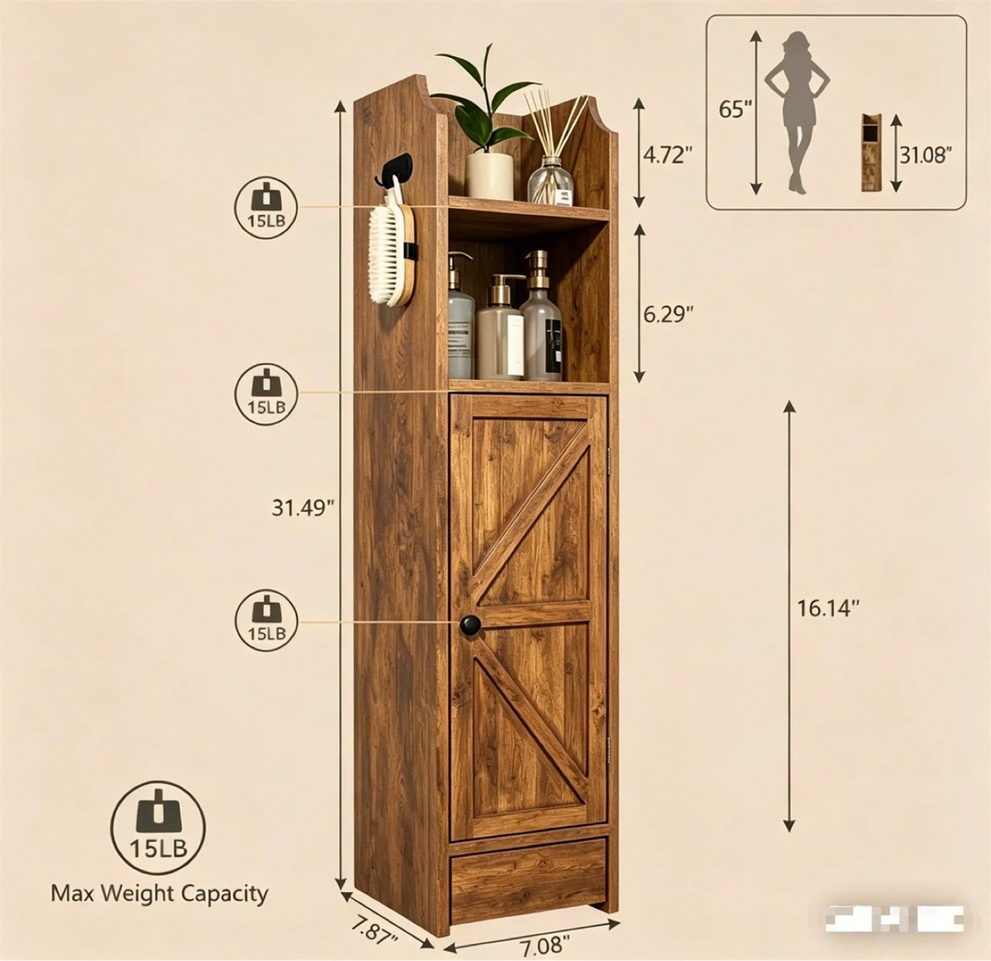 Viaozutis Floor Cabinet - Rustic Brown - photo 2