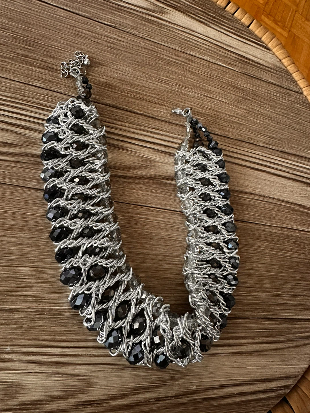 Silver Tone Chunky Beaded Necklace