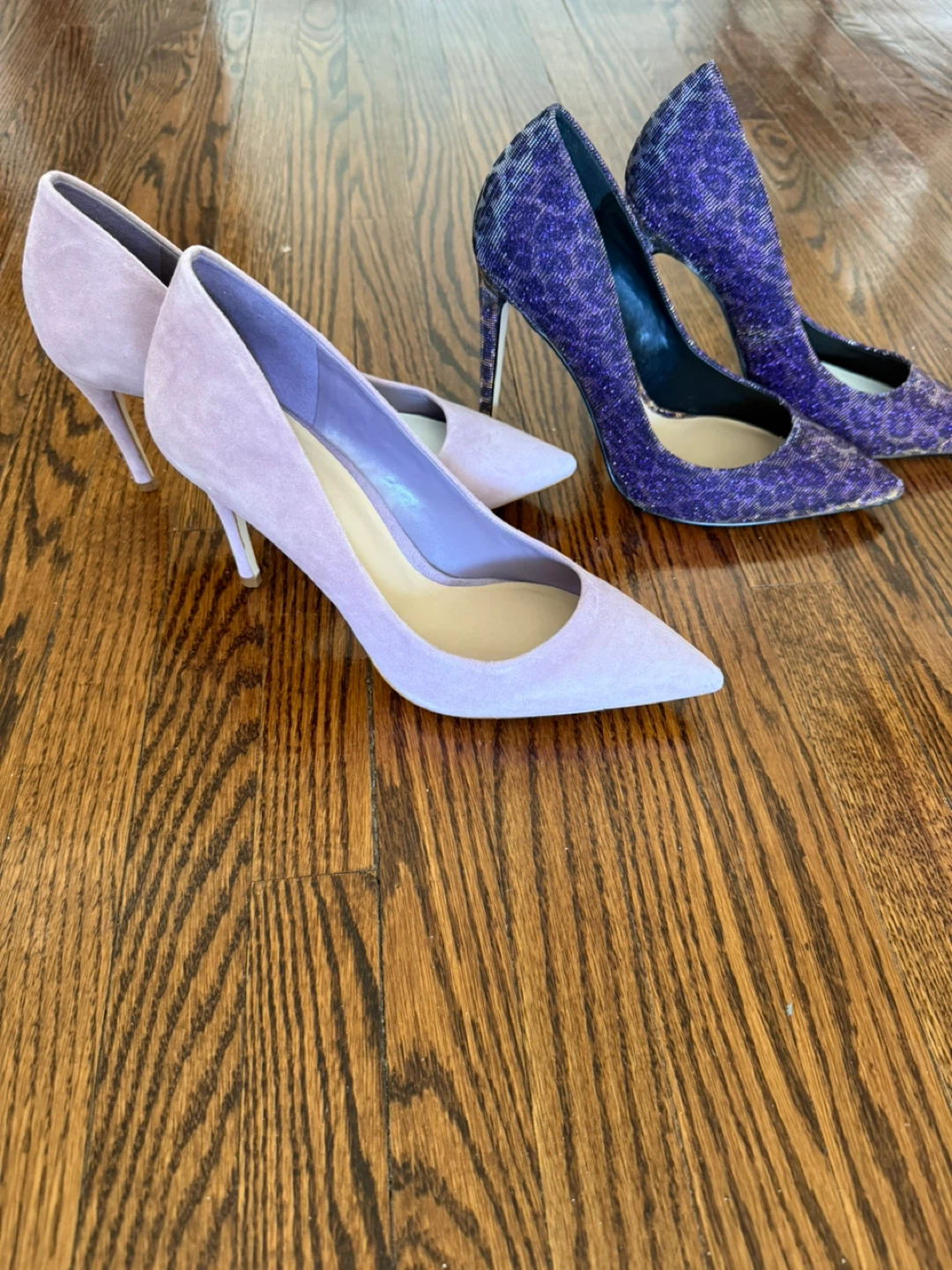 Women's High Heel Pumps - Purple Leopard & Lavender Suede - photo 2