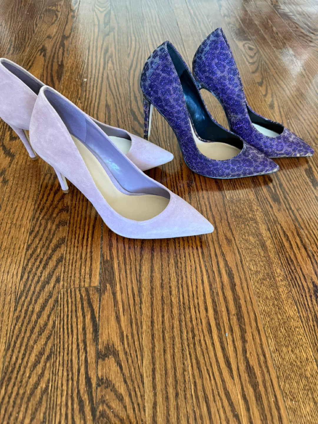 Women's High Heel Pumps - Purple Leopard & Lavender Suede