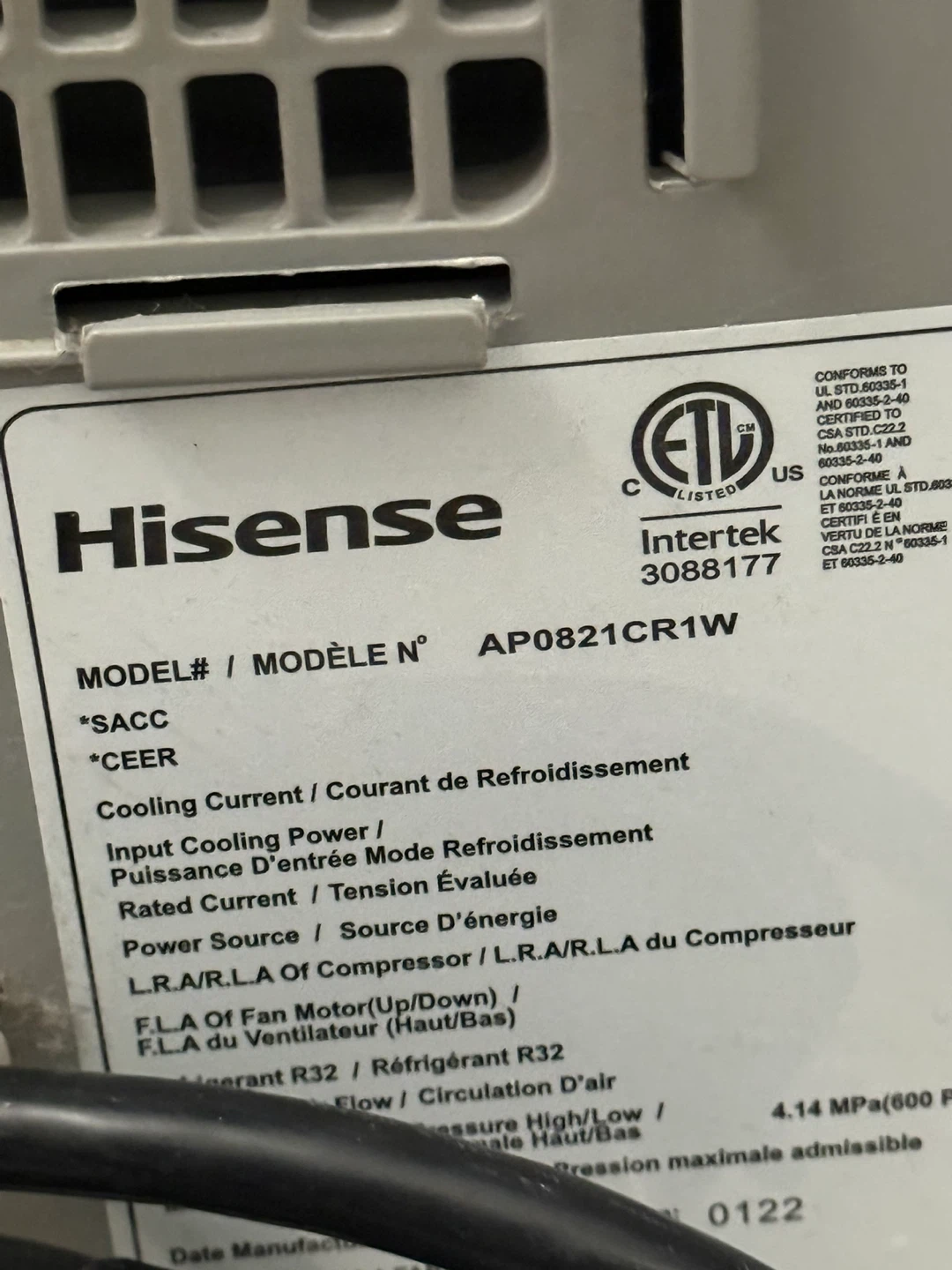 Hisense AP0821CR1W Portable Air Conditioner - photo 4