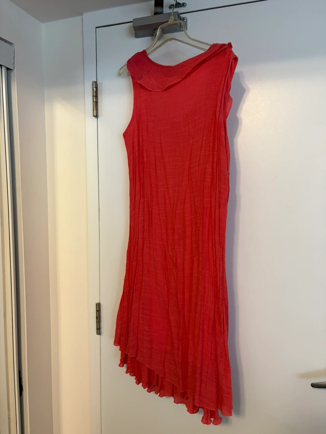 Women's Red Sleeveless Ruffle Dress