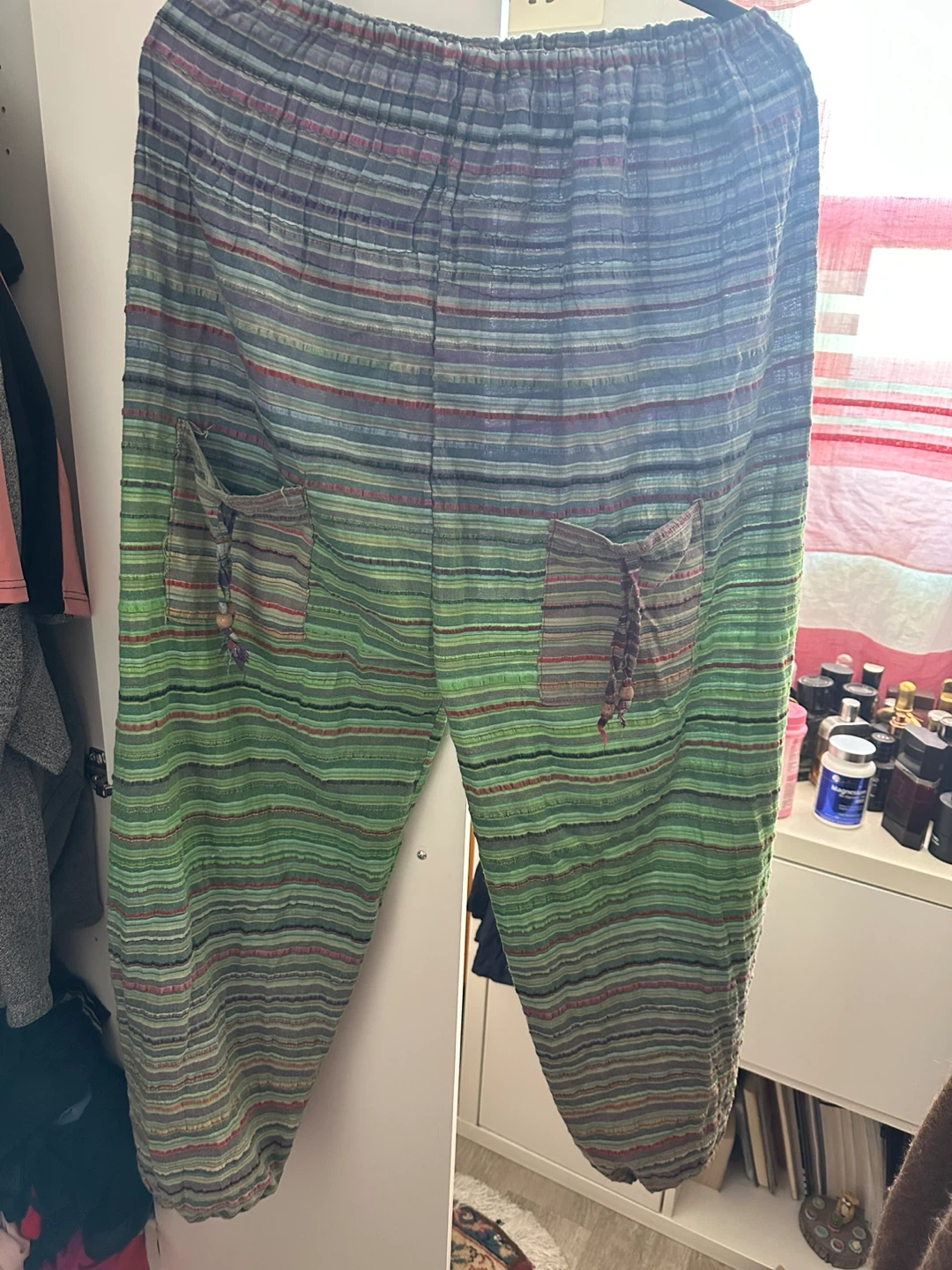 Striped Cotton Harem Pants