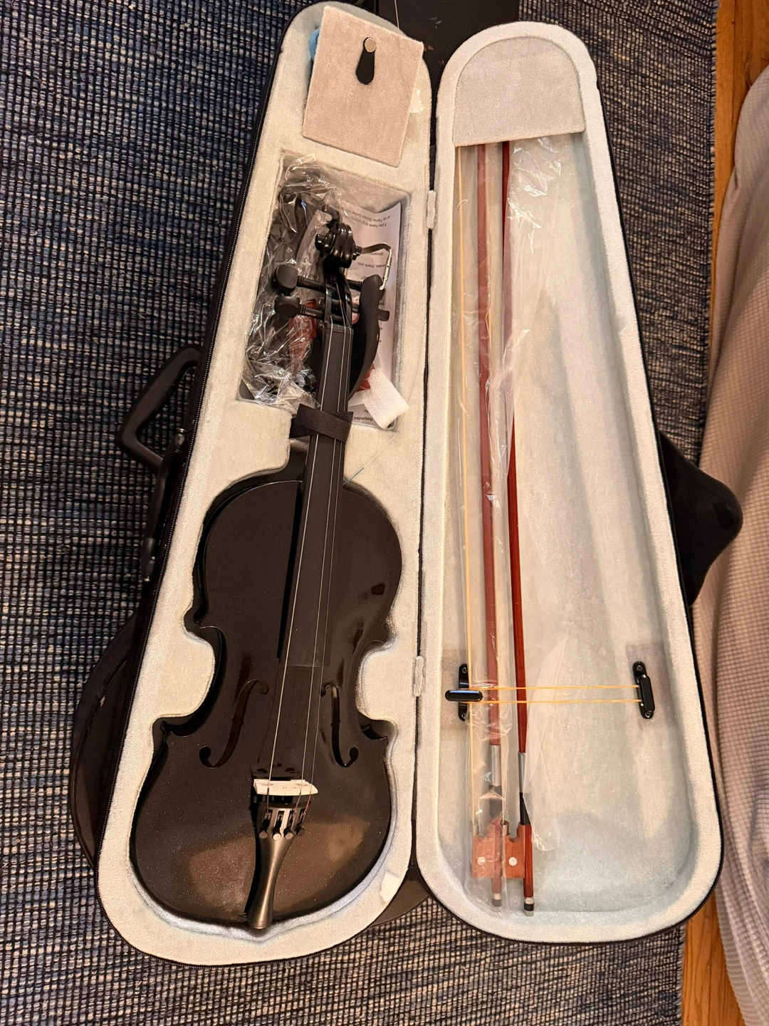 Black Violin with Case and Bows