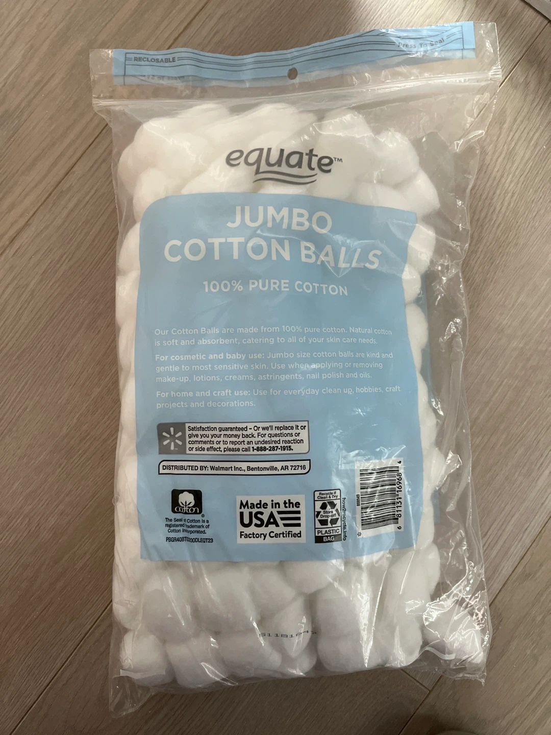 Equate Jumbo Cotton Balls, 100% Pure Cotton
