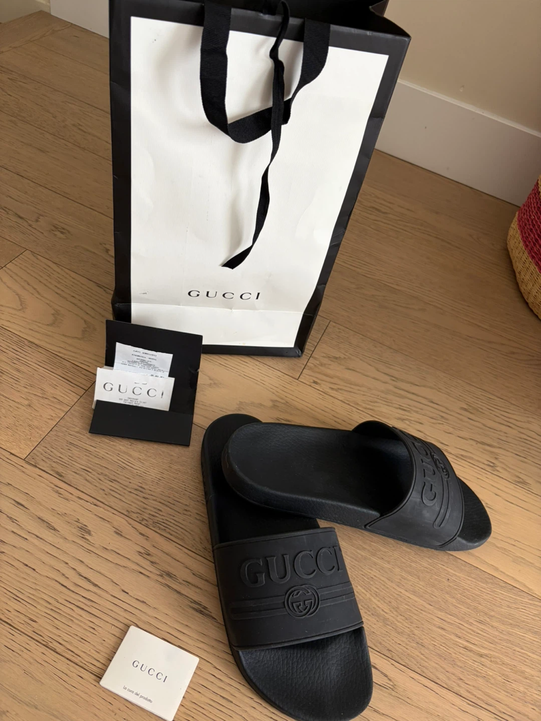 Gucci Black Slides-size 11