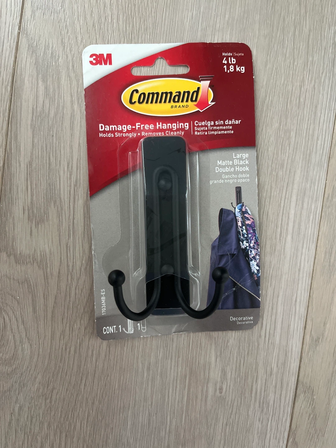 Command Large Matte Black Double Hook