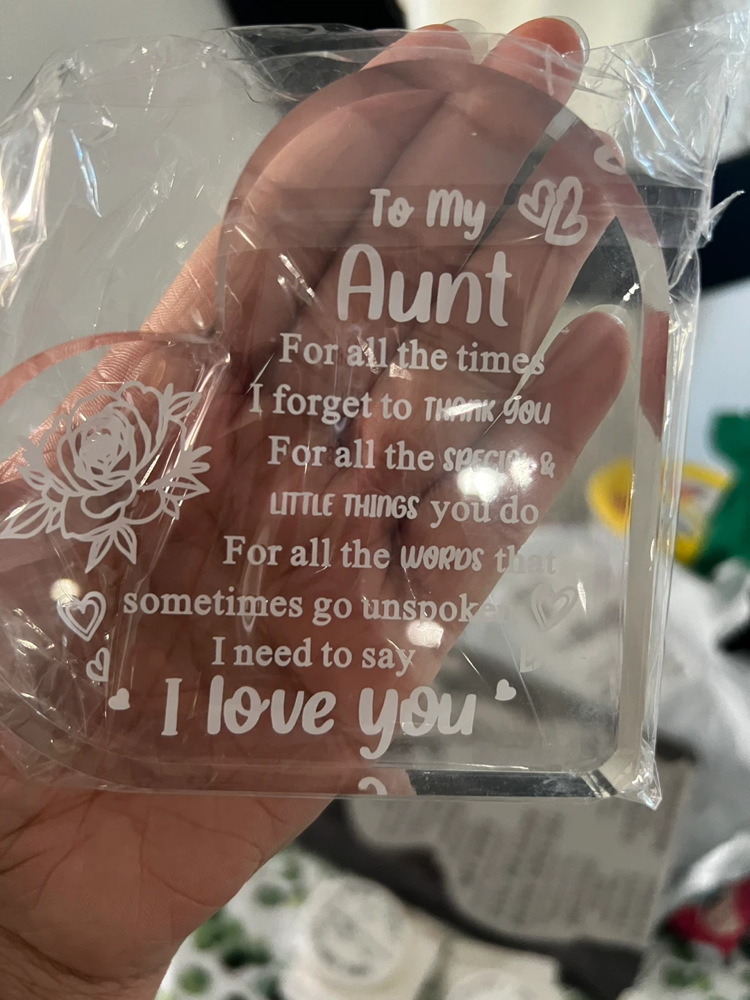 To My Aunt I Love You Clear Acrylic Keepsake