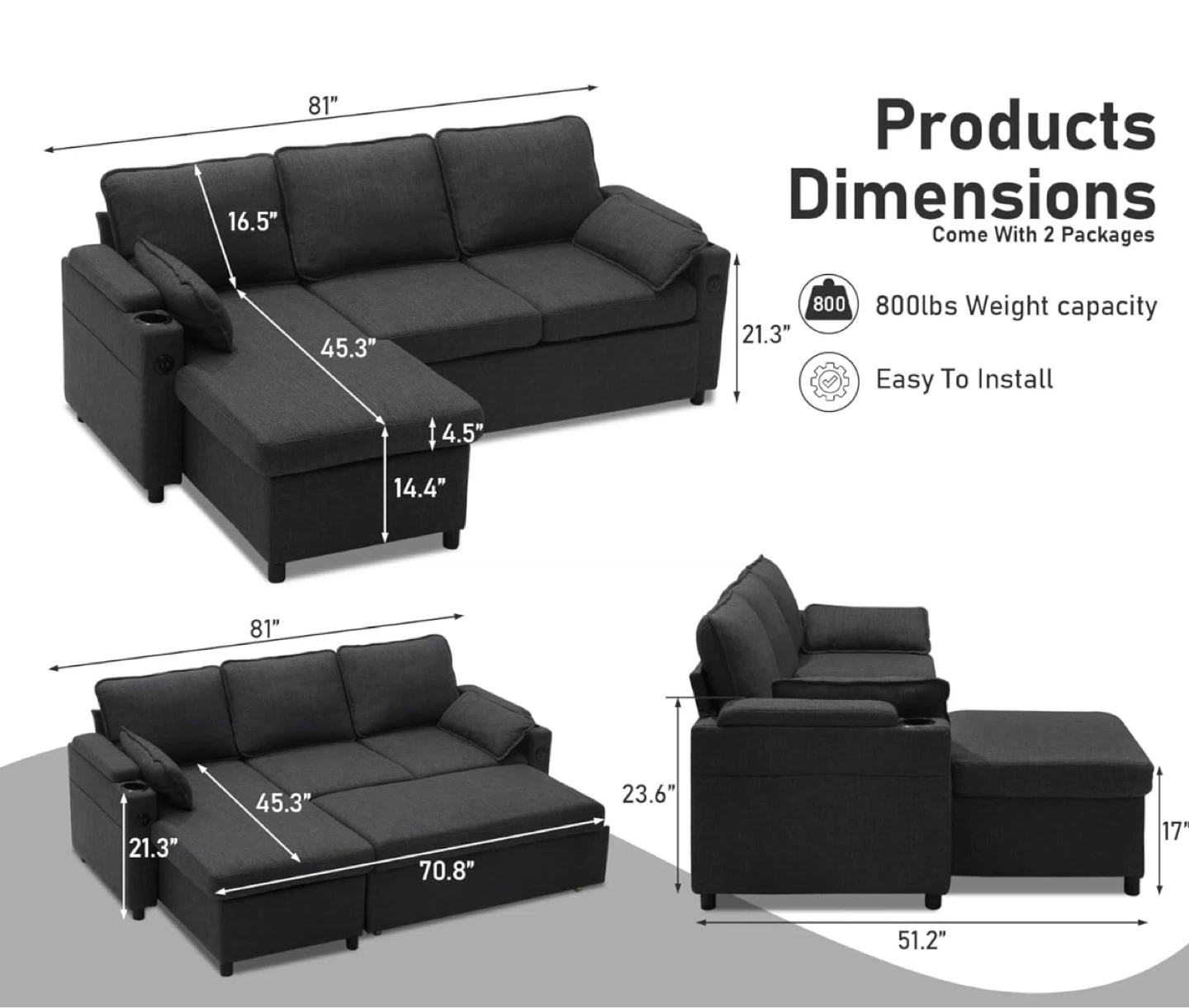 DURASPACE Sofa Bed Sleeper Pull Out 2 in 1 - photo 5