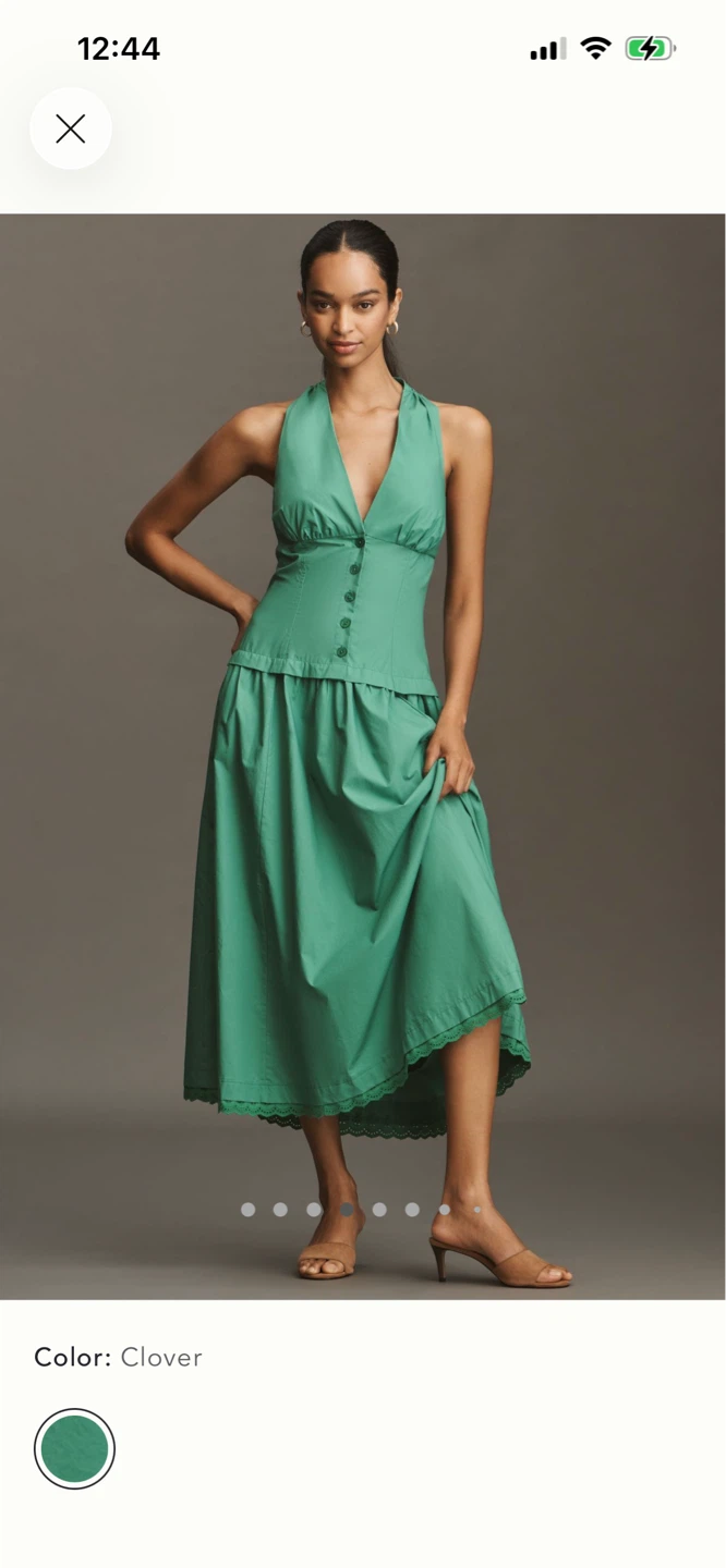 BNWT Anthropologie Maeve Cotton Halter Drop Waist Dress S - photo 4