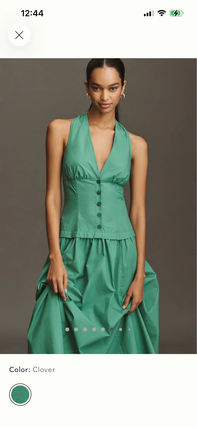 BNWT Anthropologie Maeve Cotton Halter Drop Waist Dress S