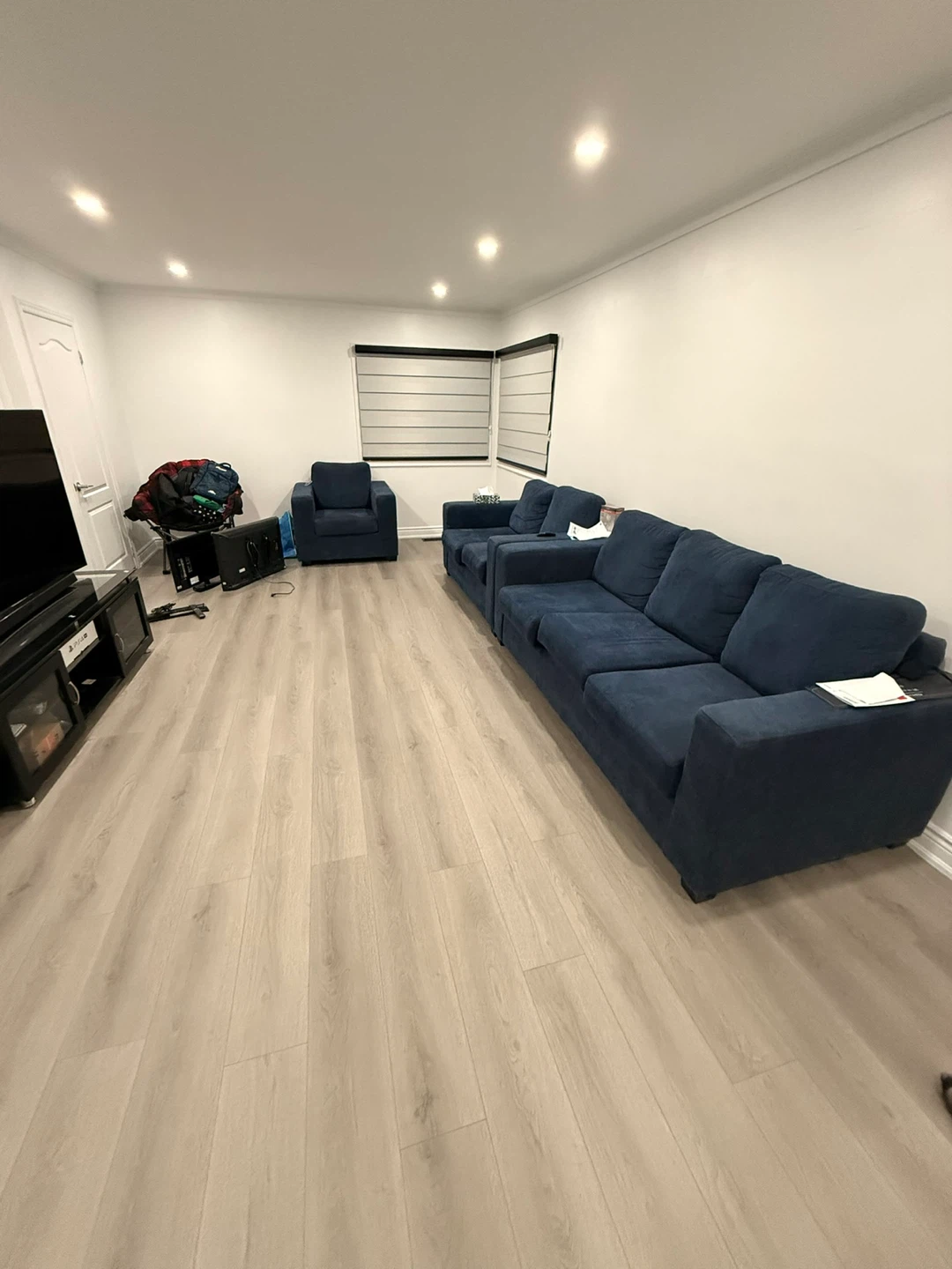 Navy Blue Sectional Sofa and Armchair