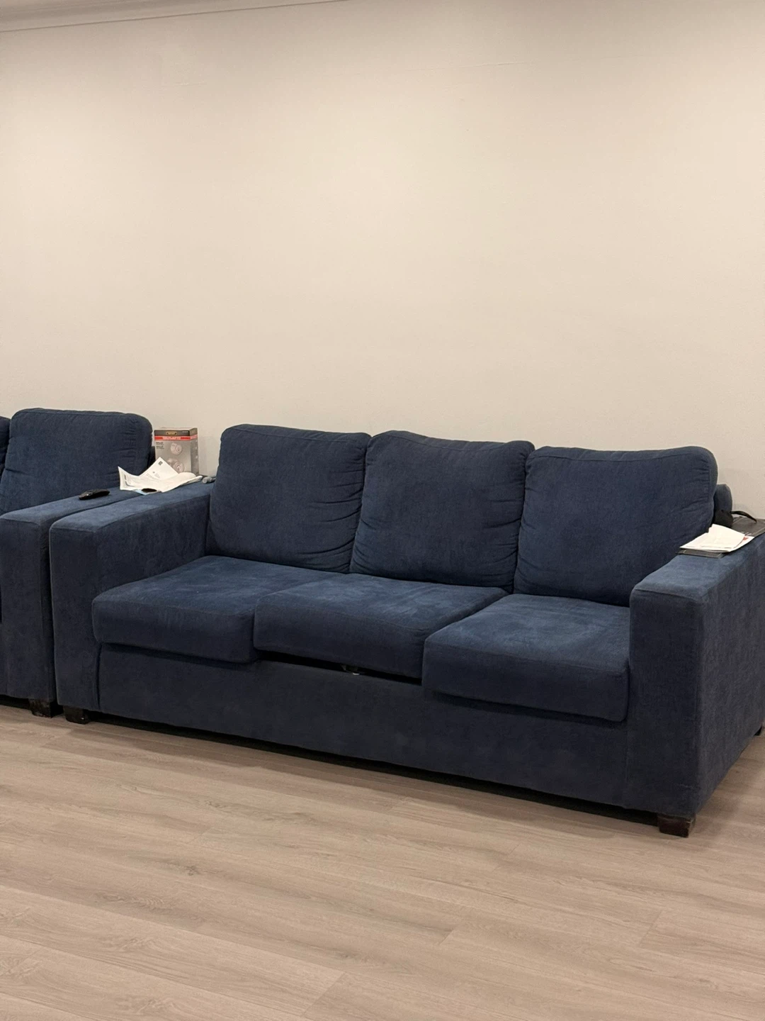 Navy Blue Sectional Sofa and Armchair - photo 3