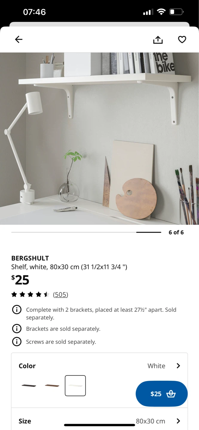 BERGSHULT Shelf, White, 80x30 cm - photo 5