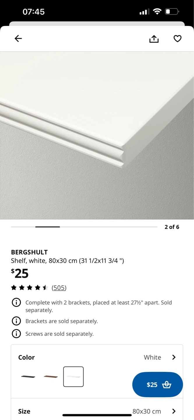 BERGSHULT Shelf, White, 80x30 cm - photo 2