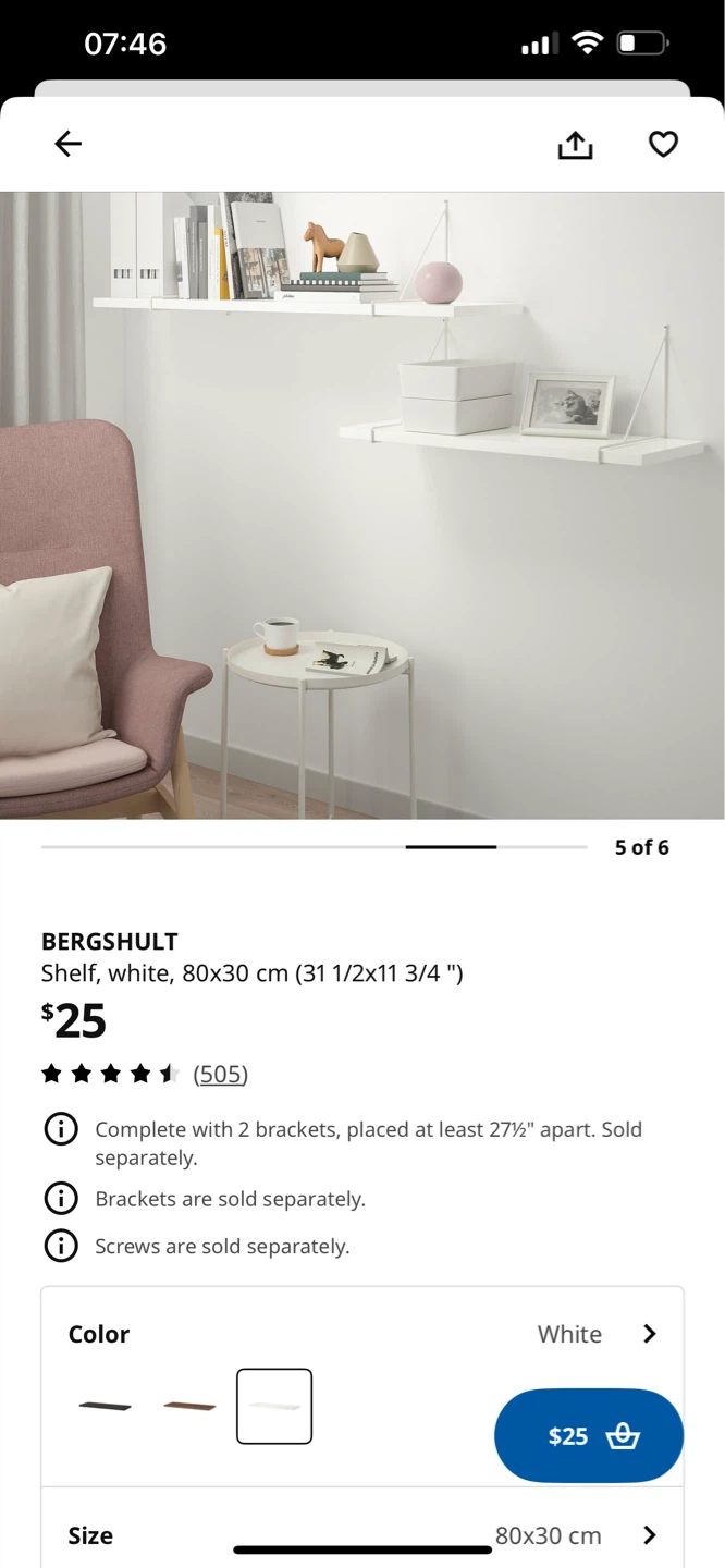 BERGSHULT Shelf, White, 80x30 cm - photo 4