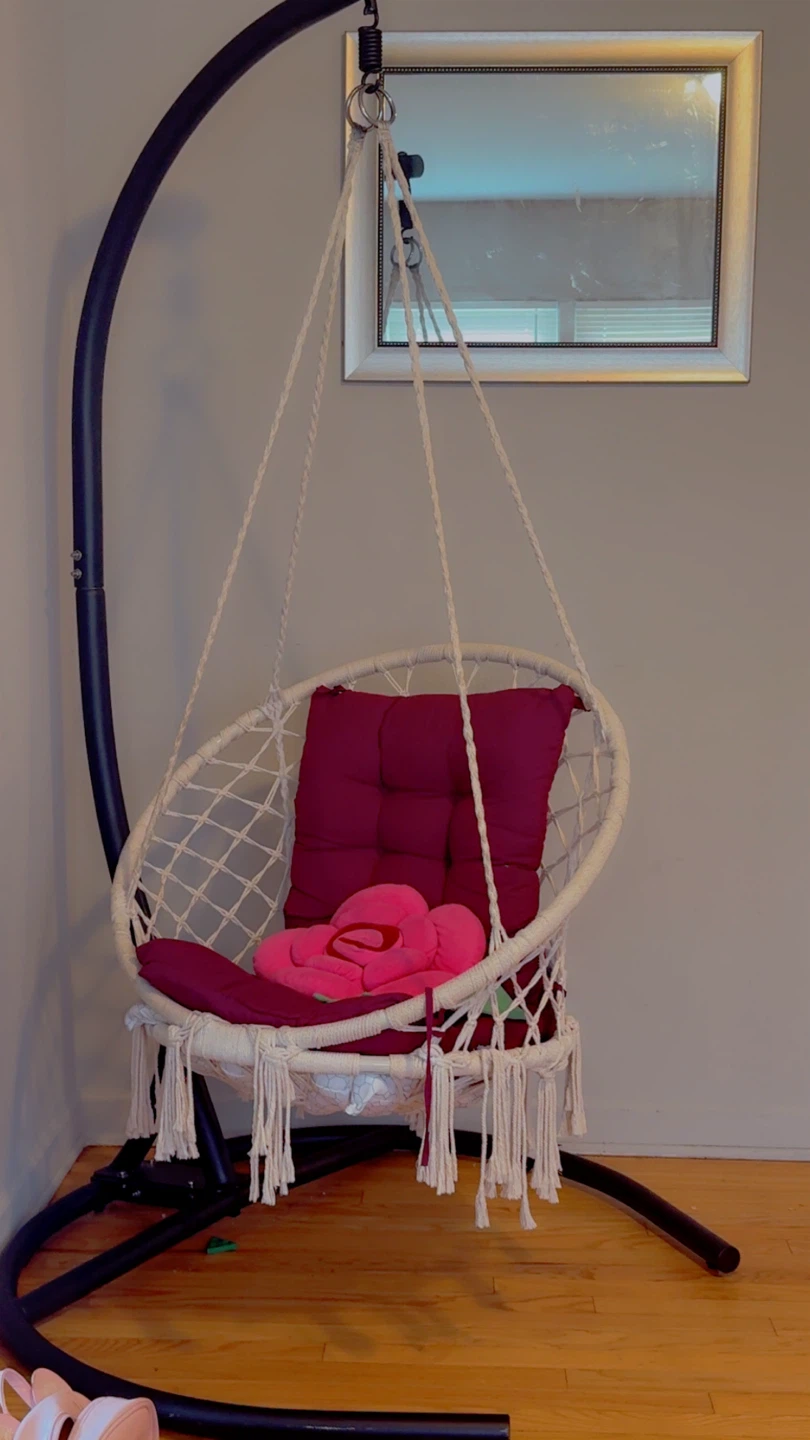 Macrame Hanging Swing Chair with stand  Cushions