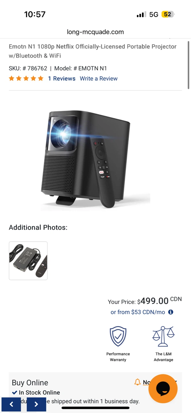 Emotn Projector w retractable screen