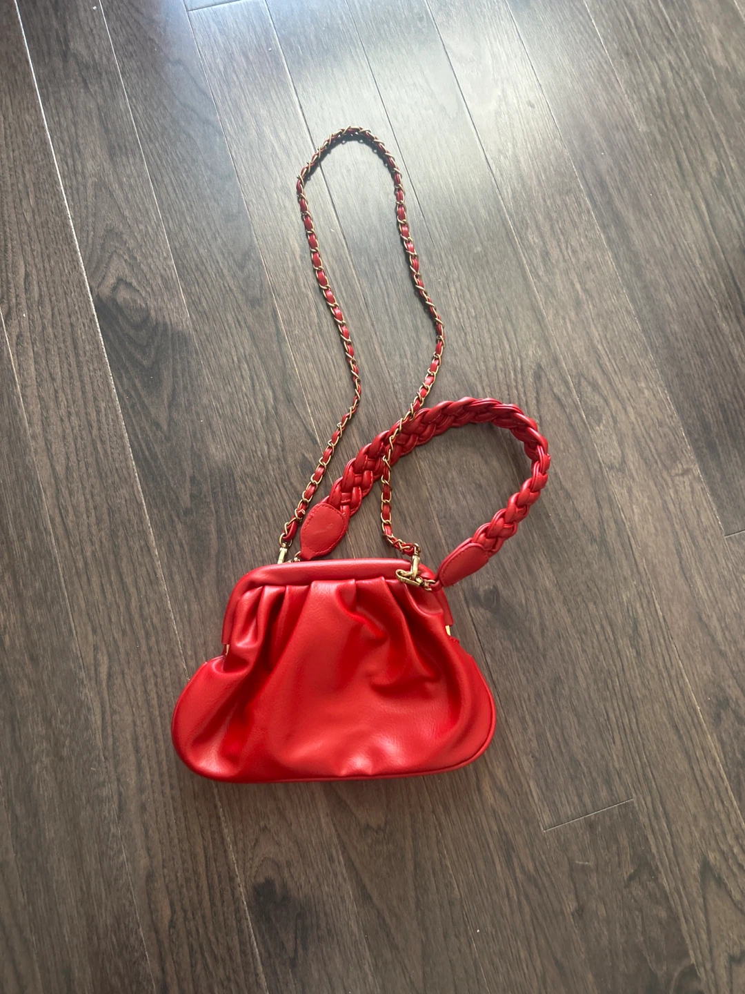 Anthropologie Red Clutch Purse with Chain Strap