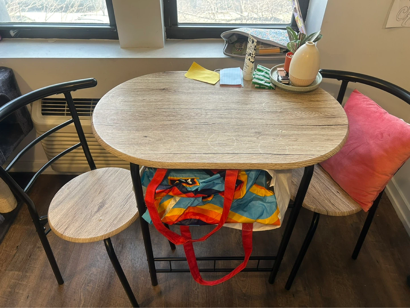 Oval Wood Dining Table Set with 2 Chairs