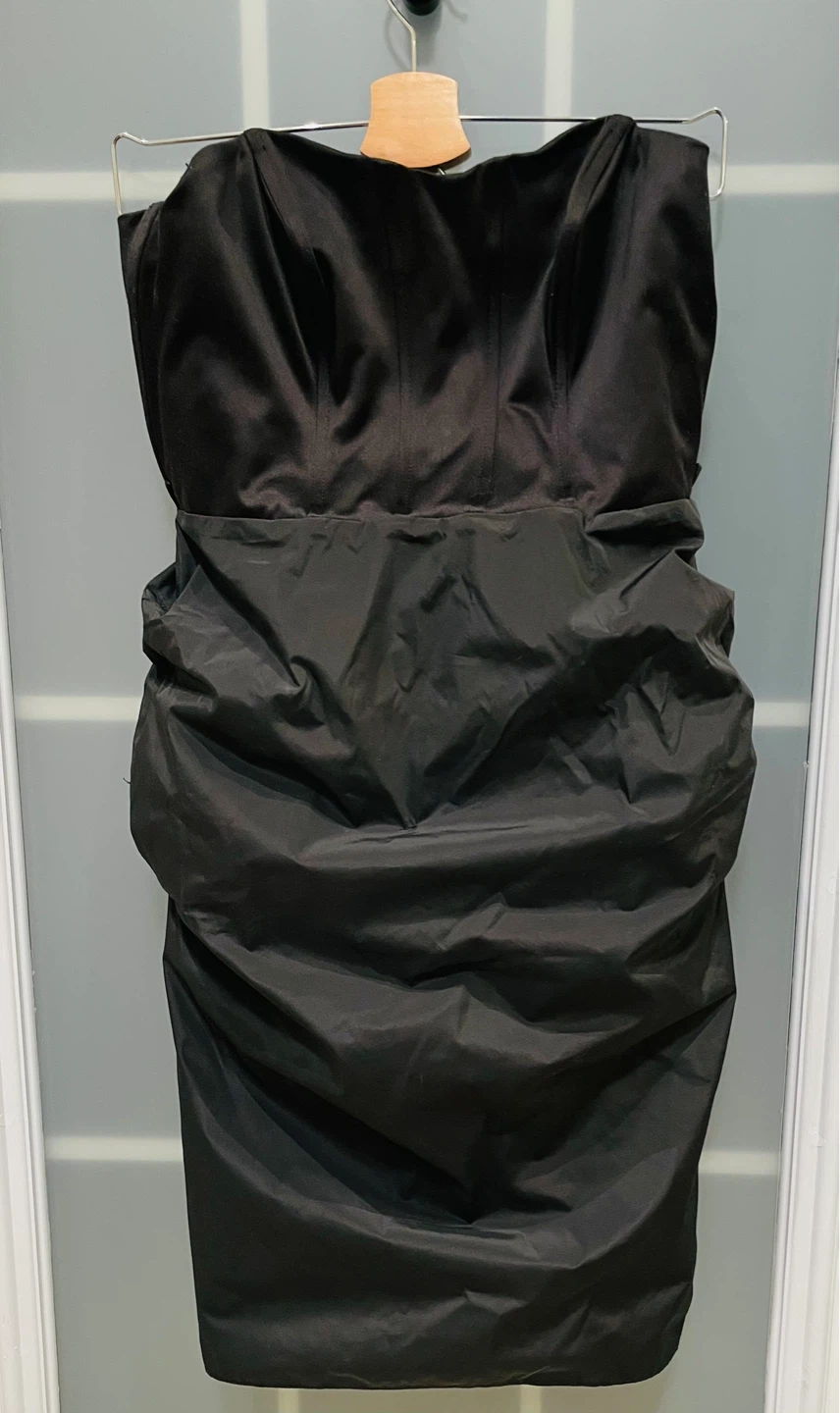 Black Strapless Ruched Corset Dress - photo 5