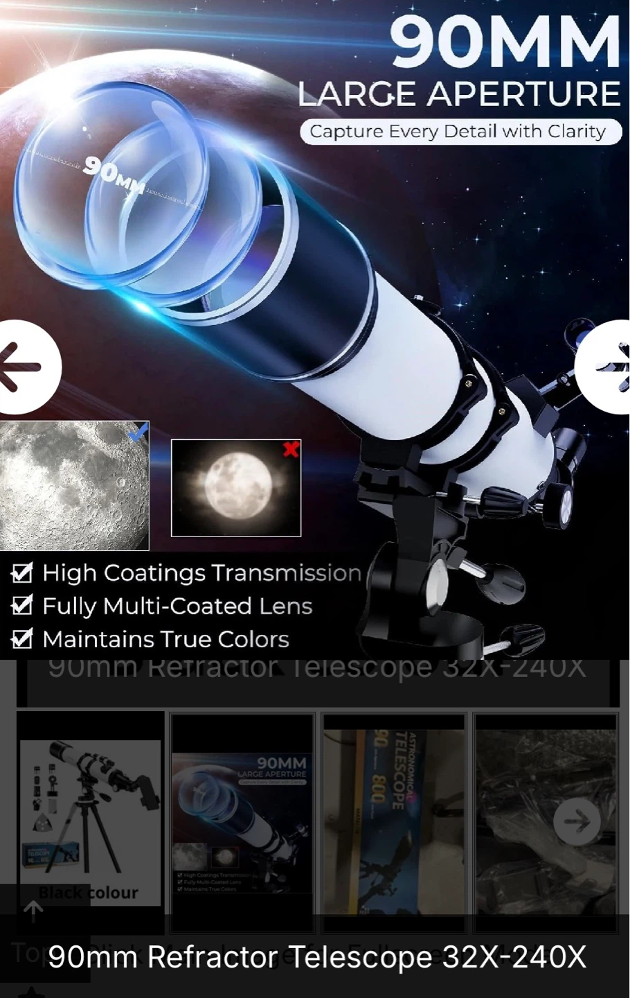 Matalde 90mm Refractor Telescope 32X-240X - photo 2