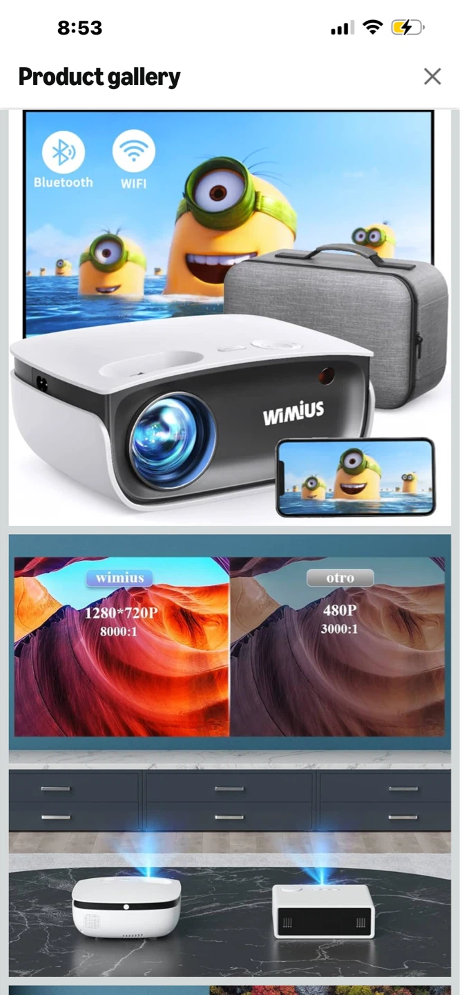 WIMIUS Mini Projector with Portable Carrying Case
