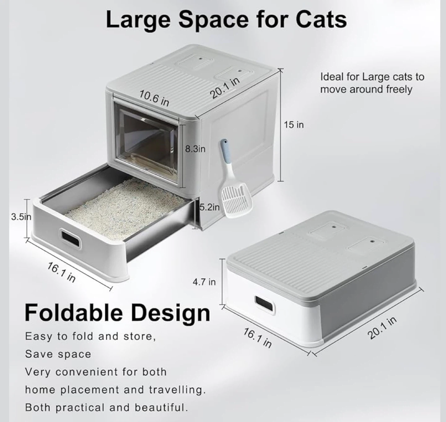 Cat Litter Box Enclosure with Drawer - photo 2