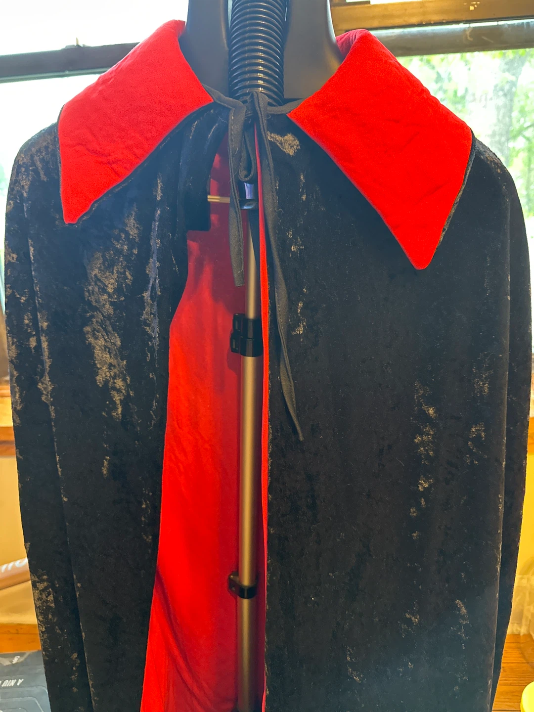 Black Velvet Cape with Red Lining