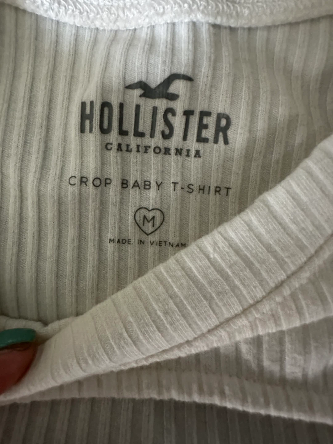 Hollister White Ribbed Crop Baby T-Shirt - photo 2