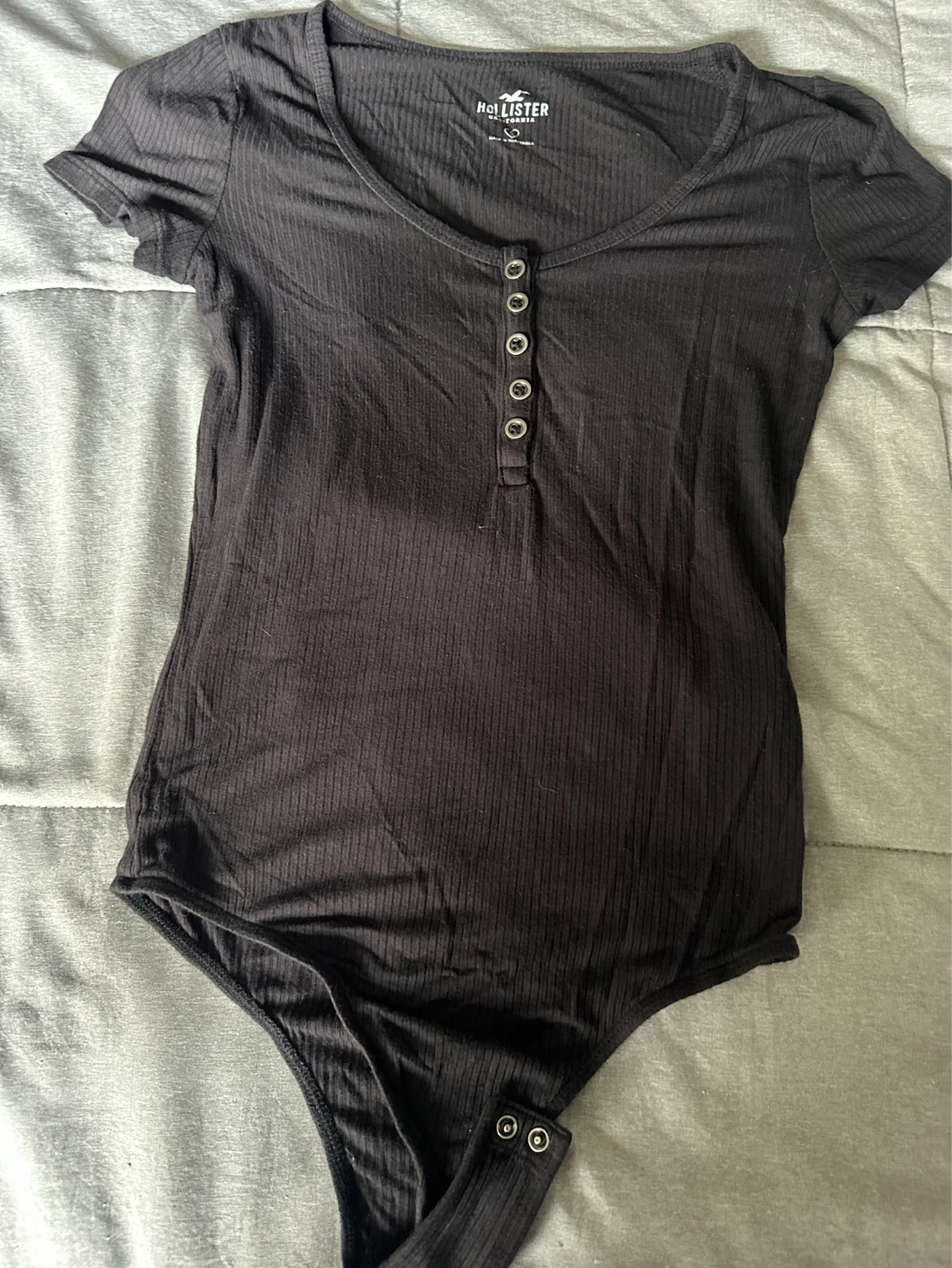 Hollister Black Ribbed Henly Bodysuit