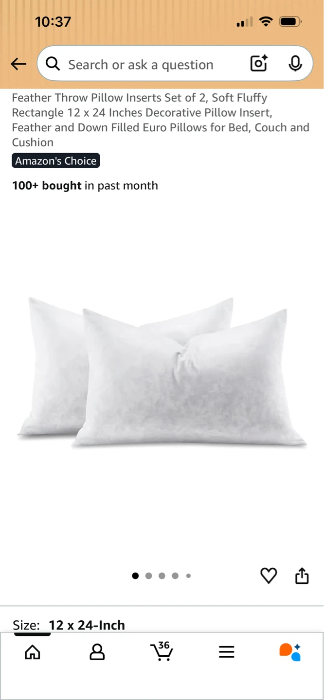 Set of 2 Feather Throw Pillow Inserts - 12 x 20 Inch