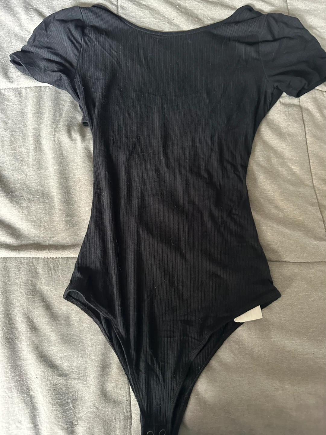 Hollister Black Ribbed Short Sleeve Bodysuit Size S