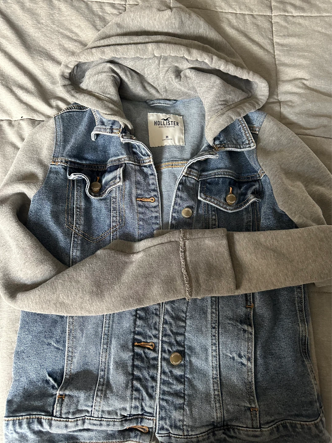 Hollister Denim Jacket with Hood - Medium
