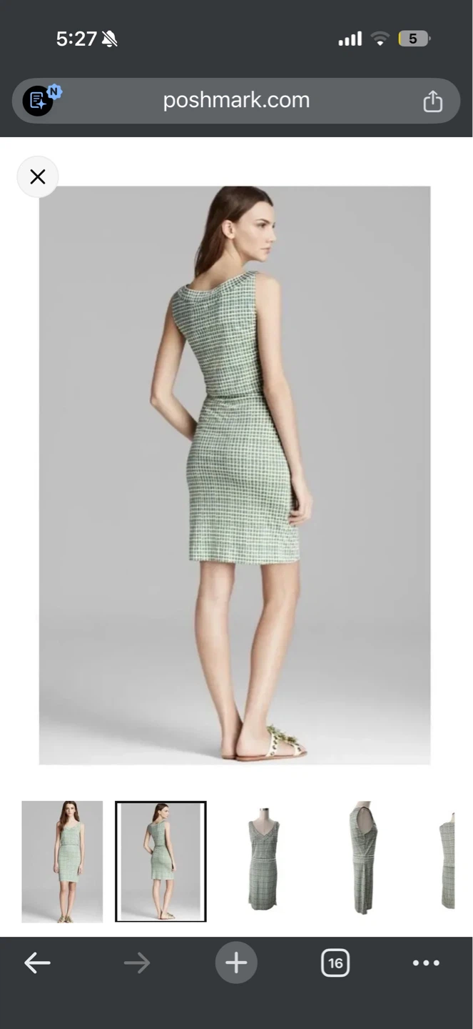 Tory Burch Paris Designer Green Geometric 100% Silk Dress - photo 2