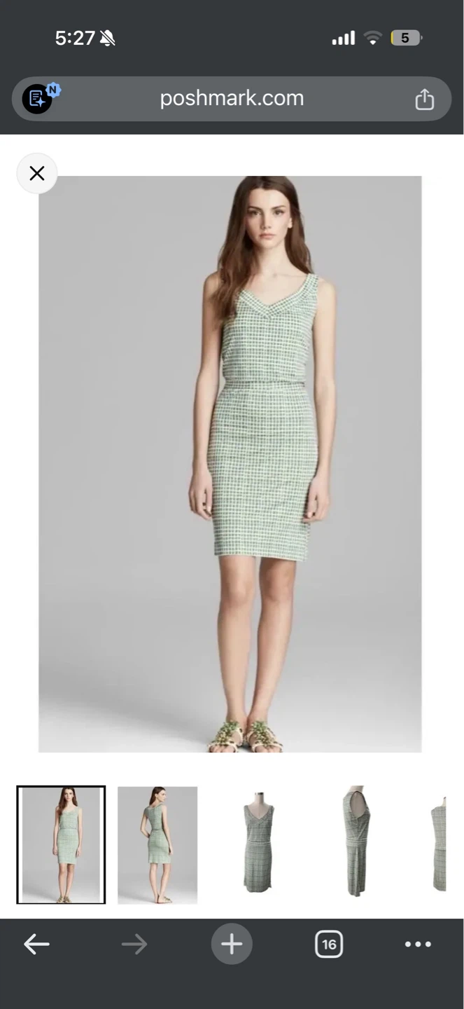 Tory Burch Paris Designer Green Geometric 100% Silk Dress
