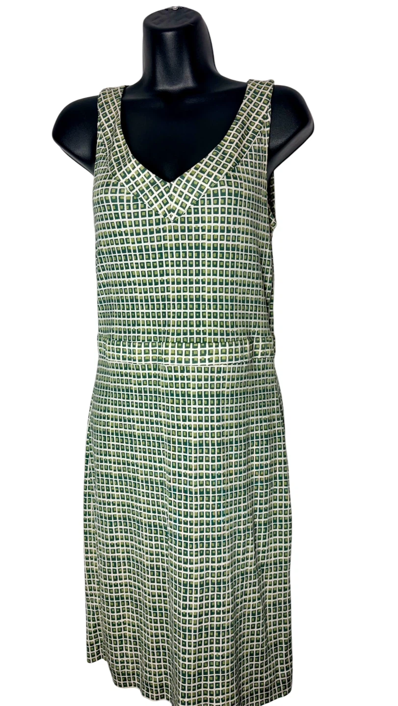 Tory Burch Paris Designer Green Geometric 100% Silk Dress - photo 4