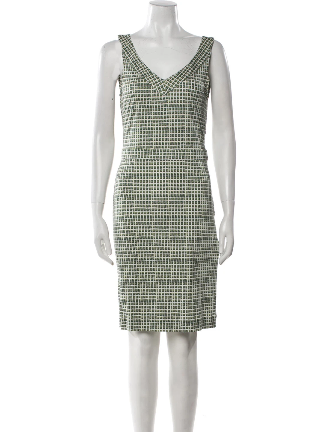 Tory Burch Paris Designer Green Geometric 100% Silk Dress - photo 3