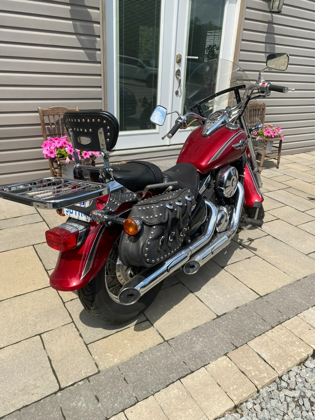 Red Kawasaki Cruiser Motorcycle - photo 2