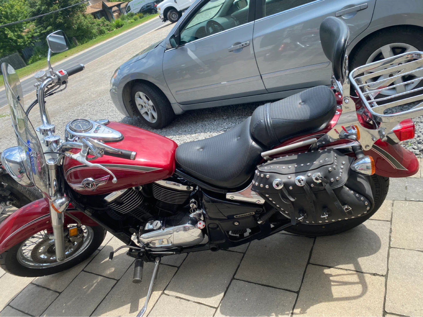 Red Kawasaki Cruiser Motorcycle - photo 4